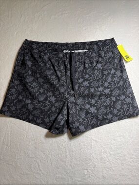 all in motion Black Floral-Print Swim Trunks